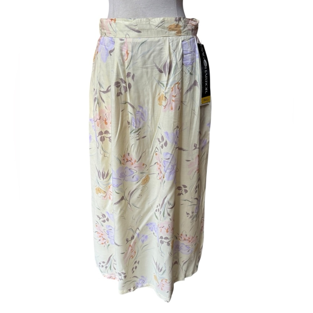 Deadstock NWT 1990s‎ Sag Harbor 100% Rayon Floral A-Line Flowy Skirt